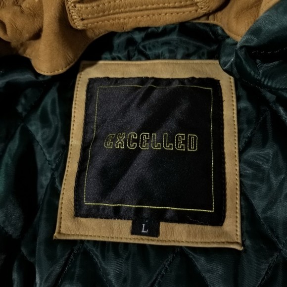 VTG EXCELLED Tan Suede Bomber Aviator Flight Jacket - Picture 6 of 12